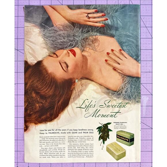 VTG 1942 Orig Magazine Ad PALMOLIVE Soap Life's Sweetest Moment - Picture 1 of 1
